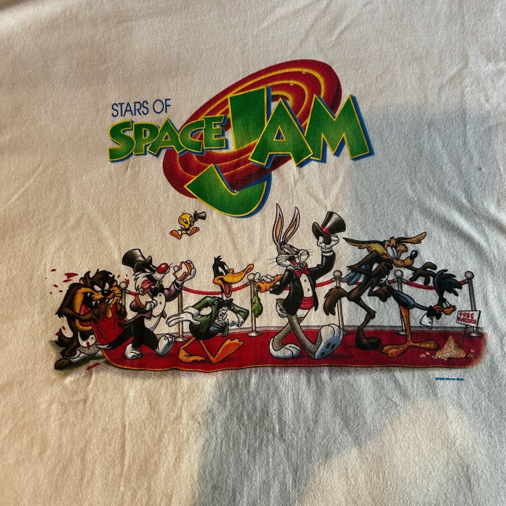 VTG 1996 Space Jam Looney Tunes‎ Stars Tee XL Warner Bros Movie Promo T-Shirt